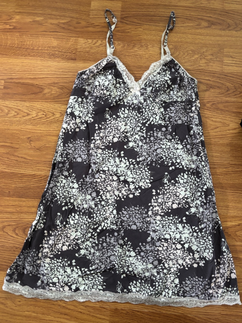 Black and White Floral Slip Chemise